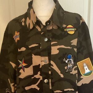 CAMOUFLAGE Denim Patch JACKET (Size: 2XL) (Color: Camo)